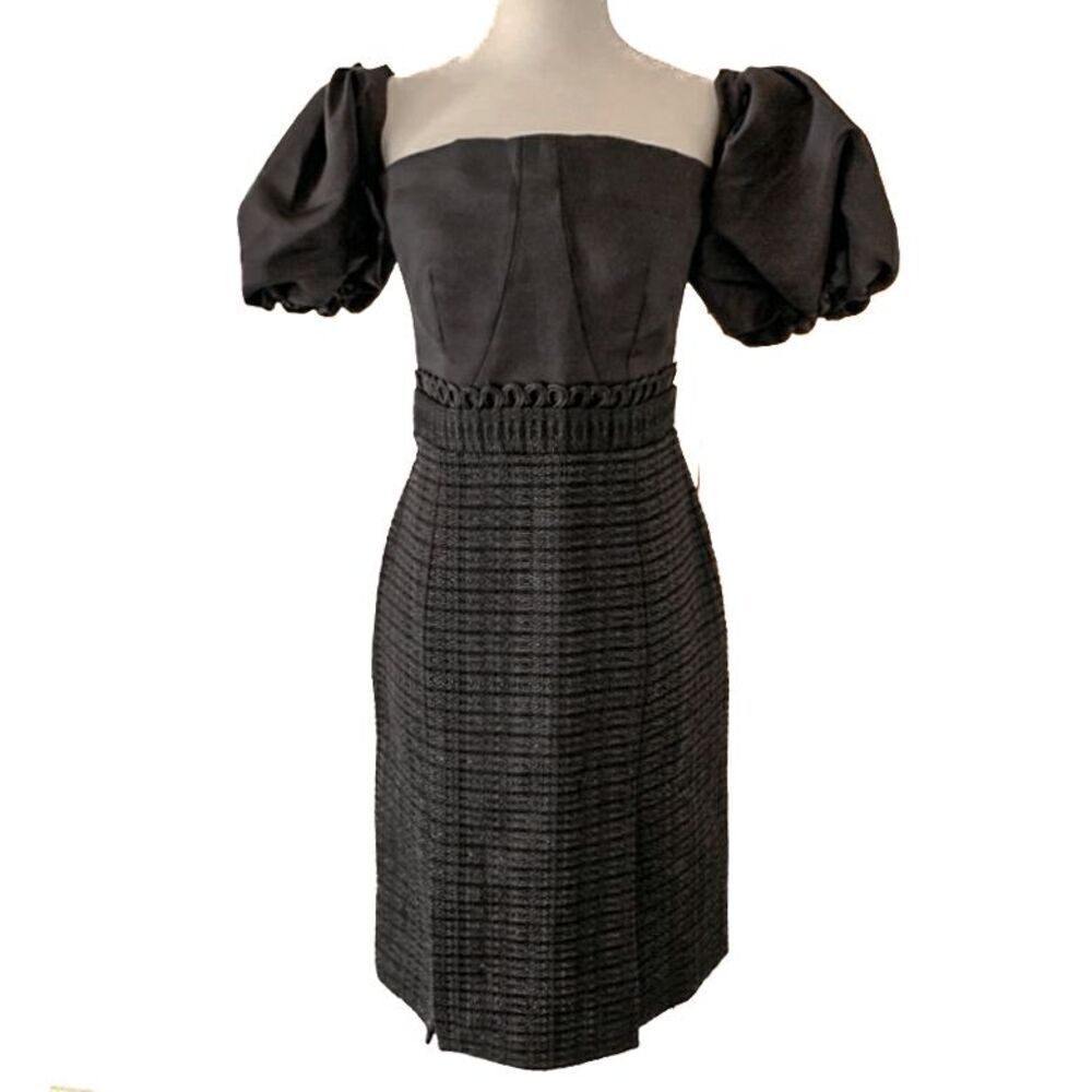 Jonathan Simkhai Black Short Puff Sleeve Knee Length Dress Size 10 New With Tags